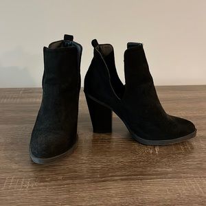 Black Suede Ankle Heeled Boots